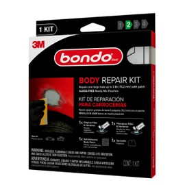 Bondo Body Repair Kit Ready Mix Pouches, Repairs One Large Hole Up to 3" with Patch, 1 Original Filler & Hardener, 1 Fiberglass Filler & Hardener, 1 Self-Adhesive Body Patch, 1 Spreader (BRKIT-2PK-ES)