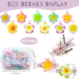 Afagarly Flower Push Pin Clips for Cork Board, Colorful Push Pins with Wooden Clips Decorative Thumb Tacks for Wall Pushpins Thumbtack for Bulletin Board Decorations, Artworks, Notes, Photos 20 Pcs