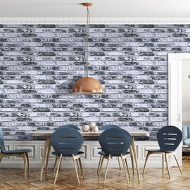 Commomy Faux Brick 3D Wall Panels - 12 pcs of 22.8" x 11.8" Thin & UrltraLight Peel and Stick Tile Whitewash Brick Tiles Printable for Kitchen, Bedroom,Living Room,TV Background,RV（Covers 22.48 sq.ft）