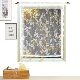 MJFENDAI Net Curtains Modern, White Semi-Transparent Bistro Curtain, Voile Transparent Short Curtains, Kitchen Curtains for Privacy Window Curtain Kitchen Living Room, 75 W x 90 H (cm)