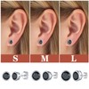 Punk Stud Earrings for Man Sterling Silver Black CZ Tiny