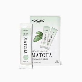 Matcha Ceremonial Orgánico en Sticks  KOKORO LIFE  14 Sobres Individuales, Té Verde en Polvo Japonés 100 Puro, Fácil de Preparar, Ideal para Latte,...