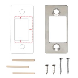 Deadbolt Strike Plate Door Backplate, Large Hole and Narrow Edge Frame Striker for Door Latch with Screws and Repair Wood Strips, Repair Deadbolt Misalignment/Stuck/Sticked (2, Black) (Silver)