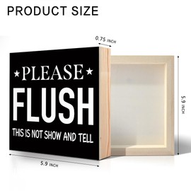 Vgrti Please Flush This is Not Show And Tell Wooden Box Sign, Funny Bathroom Sign for Office School Farmhouse Toilet Restroom Shelf, Bathroom Decorative Gifts for Women Friends Hostess Mom Sister