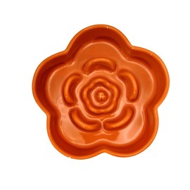 AQUAINNO Slow Feeder Dog Bowls Ceramic, Slow Bowl, Slow Eating Healthy Design for Small Medium Size Dogs, Dog Dishes to Slow Down Eating,Anti Gulping (Orange Red, Small)