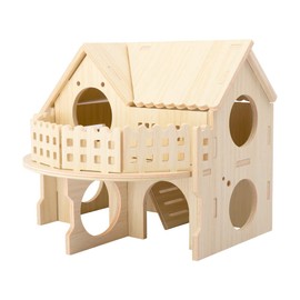 Hamster Forest Lookout Wood House Fun House Double-Decker Hut for Young Dwarf Gerbil Mouse Mice Rat Small Animals(Size Only for Small Hamster)