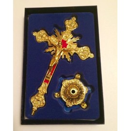 Bethlehem Gifts TM 10" Standing Catholic Christian Altar Church Decor Chapel Cross Crucifix (Gold)