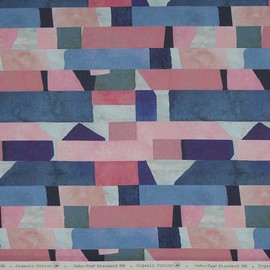 Linen Fabric Digitally Printed Sold by the Metre - Half Panama 100% Organic Cotton, Oeko-Tex Standard 100 - Width 280 cm - Length Selectable 50 in 50 cm | Geometric Wynberg - Blue, Pink, Purple