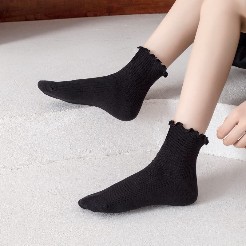 Mcool Mary - Calcetines casuales con volantes para mujer, calcetines