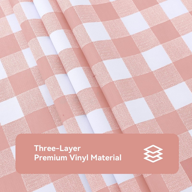 Romanstile Rectangle Plastic Tablecloth, 100% Waterproof Oil-Proof Checkered PVC Table