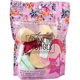 32 Pieces Latex Free Assorted Cosmetic Foundation/Concealer Blending Sponges (Floral Bag)