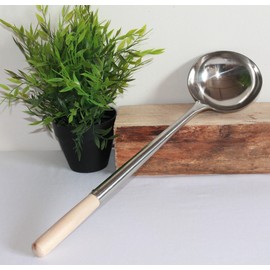 AAF Nommel® Ladle 001 Stainless Steel Size M 47 cm Long Diameter 12 cm with Wooden Handle Riveted