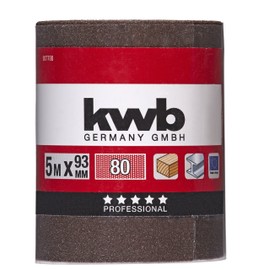 KWB Sandpaper ROLL - for Metal and Wood, K-80, 93MM X 5M, Aluminum Oxide, Abrasive ROLL for Hand and Orbital Sanders