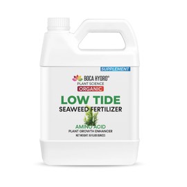 Boca Hydro Low Tide Organic Liquid Seaweed Fertilizer Amino Acid Plant Growth Enhancer + Humic Acid Soil Conditioner (16 Oz)
