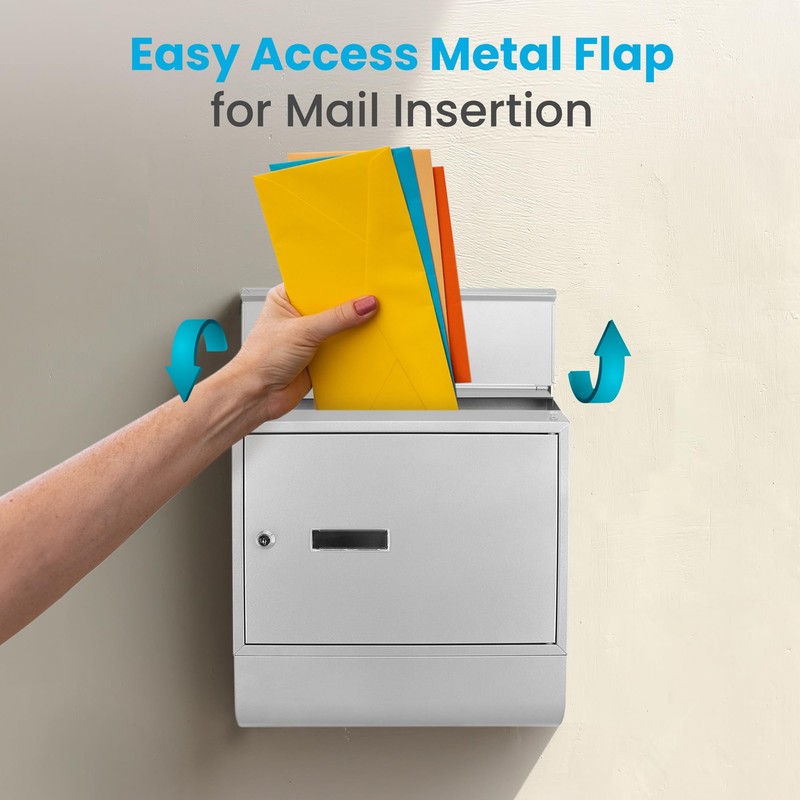 SereneLife Modern Large Capacity Mailbox | Lockable Wall Mount Mail