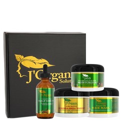 J'Organic Solutions Adult Super Healthy Hair Growth Kit - Growth Moisturizer, Deep Conditioner, 4C/ kinky Coil Sealer, Growth Oil, for Curly, Coily Hair (4 Products Kit)