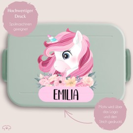 Bento Box Midi Lunch Box for Mepal Bento Box - Unicorn - Girls Children's Lunch Box with Name | First Day of School Girls Gift First Day of School | Nursery Girls - 900 ml - Sage Green