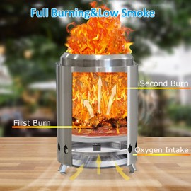 LICFUDAS Table Top Firepit Mini Fire Pit with Carry Bag, Small Fire Pit Outdoor, Smokeless Firepits with Stand, Portable Stainless Steel Solo Fire Pit for Outside Patio Camping