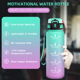 Water Bottle, 1.5 Litres, Sports Water Bottle with Filter, Water Bottle with Time Marking, Water Bottle with Motivational Slogan, for Fitness, Outdoor, Hiking, Camping, Yoga, Running