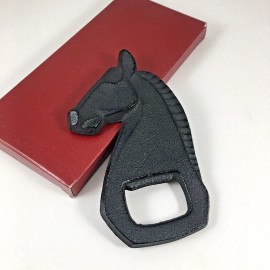 Kotobuki Japanese Cast Iron Bottle Opener Black Horse Stallion Made in Japan