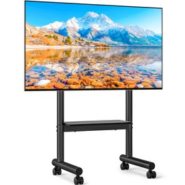Rfiver Rolling TV Stand for 40-75 inch TVs, Portable TV Stand on Wheels up to 110 lbs, Height Adjustable Mobile TV Cart for Office, Living Room, Max VESA 400x400mm