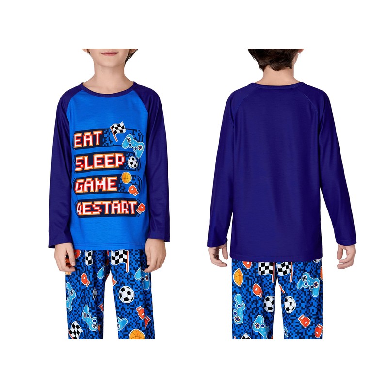 Beezizac Pajamas for Boys Blue Gamer Long Sleeve & Pants