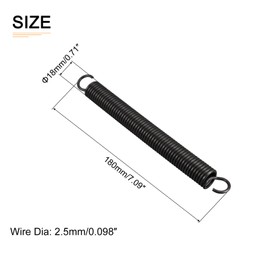 DTGN 2.5x18x180mm(WxODxL) Extension Spring - 2Pack - Good for Home Repair Machinery - Manganese Steel Extended Compressed Spring - Black