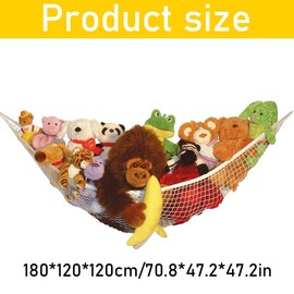 WHYCNJL 1 Piece Storage Net Pool Cuddly Toys Storage Net Toy Hammock Corner Soft Toys Hammock Cuddly Toy Hammock Net Organiser (180 x 120 x 120 cm)