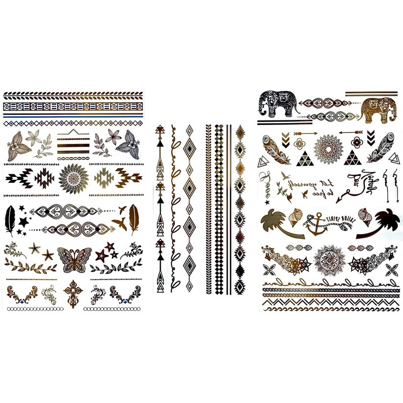 14 Sheets Temporary Gold and Silver Tattoo Bracelet Tattoo Metallic