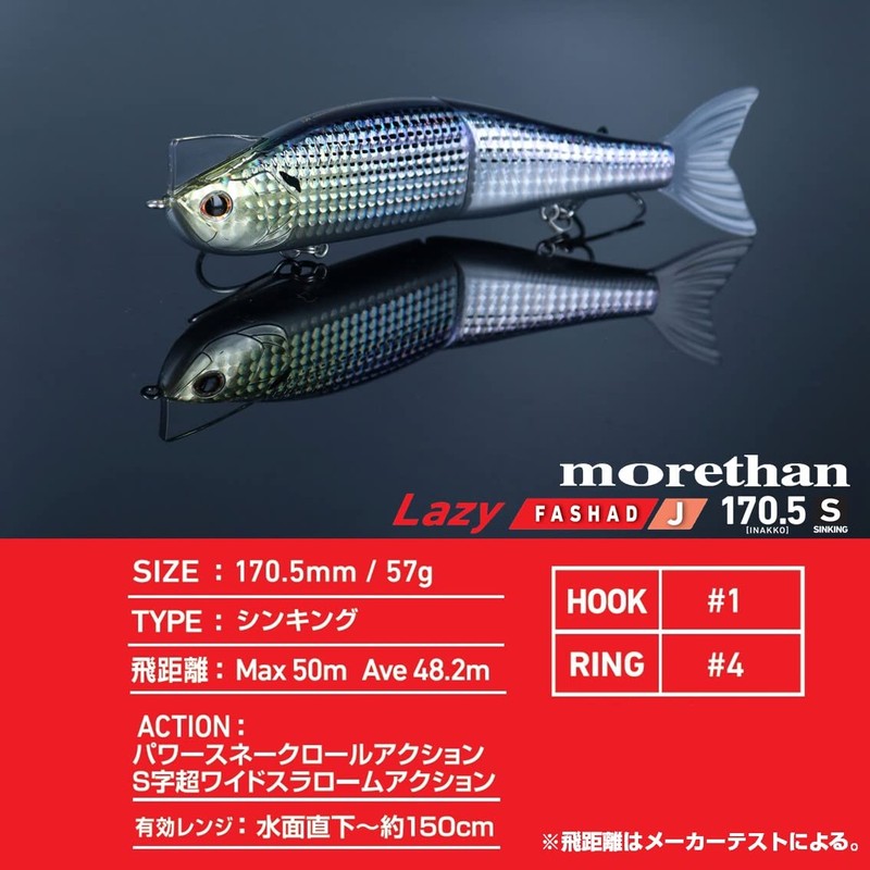 DAIWA Moissanite Lazy Fashad J170.5S Seabass Lure, Keimura Fire Clear