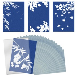 CLKE 32 Pieces Solar Printing Set, A6 Cyanotype Printing Paper, High Sensitive Sun Art Paper, Natural Printing Paper, Sun Printing Paper with Acrylic Tool for Kids and Adults, DIY Crafts