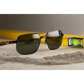 Caterpillar 8013 Men's Polarized Navigator Sunglasses, Matte Brown/Gloss Tort, 58 mm