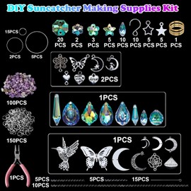 400pcs Sun Catchers Making Supplies Kit,DIY Suncatchers,Crafts and Art for Adults Hanging Prism Sun Catcher with Crystals Rainbow Maker for Indoor Window Home Wedding Garden Christmas Decor