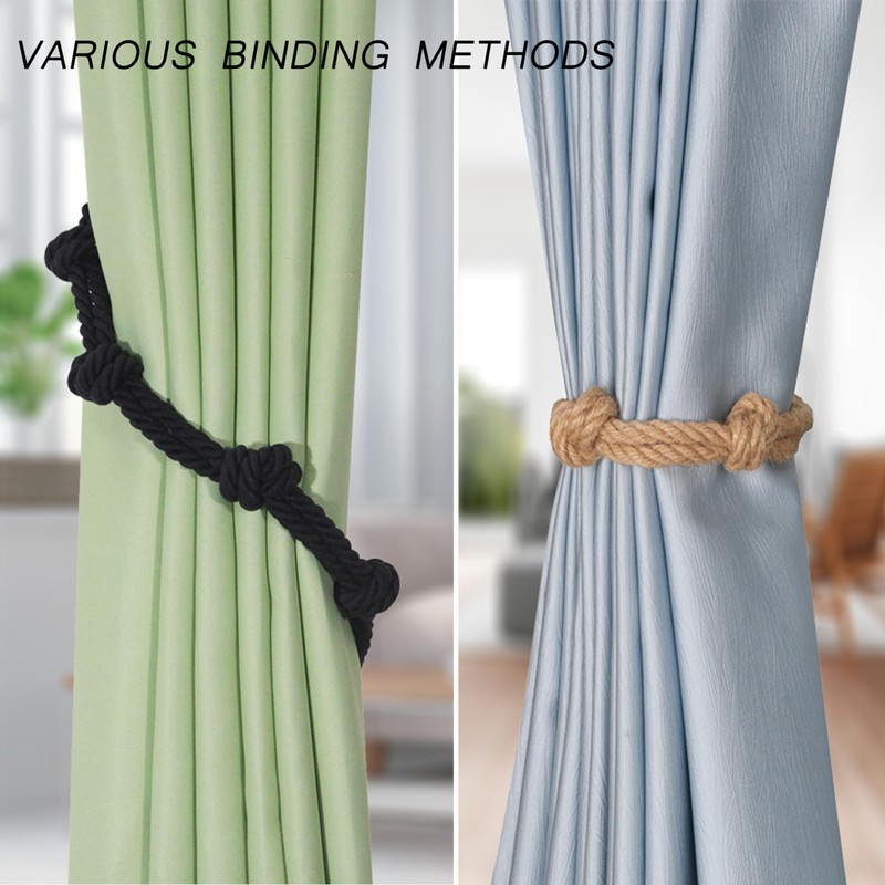 BEL AVENIR 2 Pack Jute Boho Curtain Tiebacks Rope -
