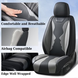 Coverado Car Seat Covers, Front Covers for Cars, Car Seat Cover Front Seats, Automotive Seat Cover, Waterproof, Leather Car Seat Cushion, Universal Interior Covers Seat Protectors for Most Cars