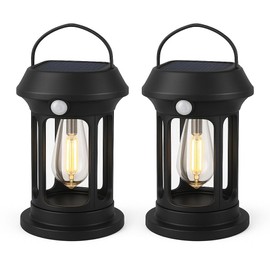 Solar Outdoor LED Lantern with Motion Sensor, Portable Hanging Light, Garden , Camping Black (2)
