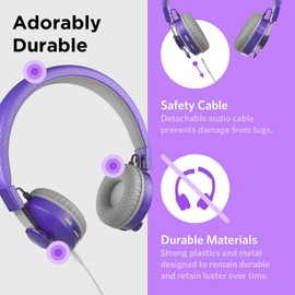 LiLGadgets On-Ear Wireless Kids Headphone with Built-in Microphone and Bluetooth, Purple