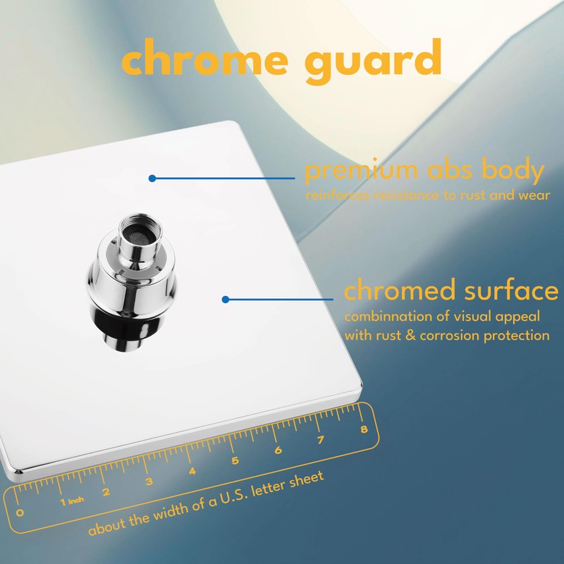 Singing Rain 8'' Fixed Rain Shower Head- Rainfall- Super Dense