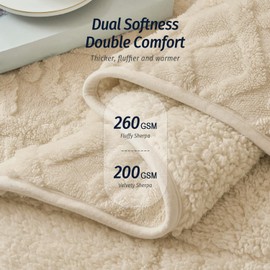 Wemore Weighted Blanket for Adults Twin Size 20 lbs, Dual Sided Soft Fuzzy Jacquard Sherpa Weighted Blankets for Sleeping, Cozy Fluffy Knitted Heavy Blanket for Couch Bed, Khaki, 60 x 80 inches