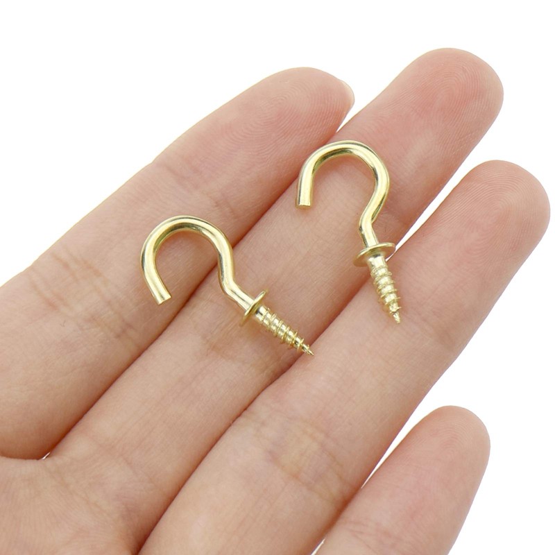 Kukiwhy 200pcs 1/2" Gold Brass Cup Hooks, Modern Decor, Ceiling