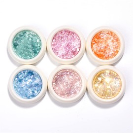 Ultra Thin & Super Shiny Nail Hologram Aurora Rainbow Mica Flake Nail Holo Parts Gel for Nail Resin Nail Art Powder (Set of 6 Colors)