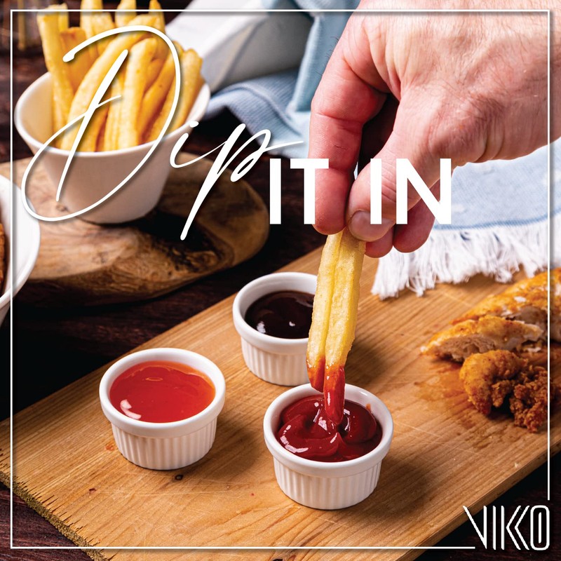 Vikko Mini White Ramekin, Pack of 12 Fine Porcelain Mini