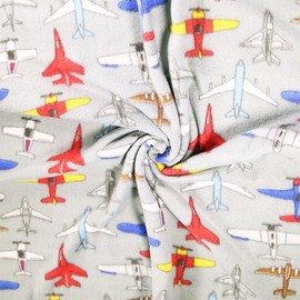 FabricLA Fleece Fabric by The Yard 1 Yard 36"X60" Inch Wide Polar Fleece Soft, Blanket, Anti-Pill Throw, Poncho, Pillow Cover, PJ Pants, Booties, Eye Mask - Airplanes