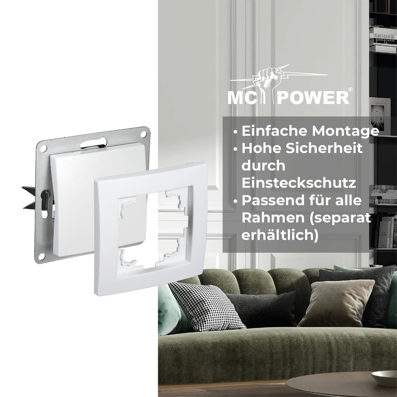 'McPower "Cross Switch, 250 V/10 A, UP, white
