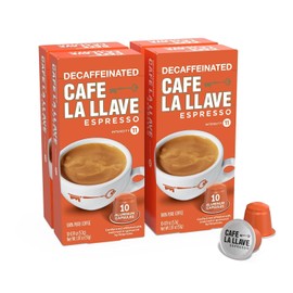 Cafe La Llave Decaf Latin Style Espresso Pods, Dark Roast, Compatible with Nespresso Original Line, 40 Count Aluminum Capsules