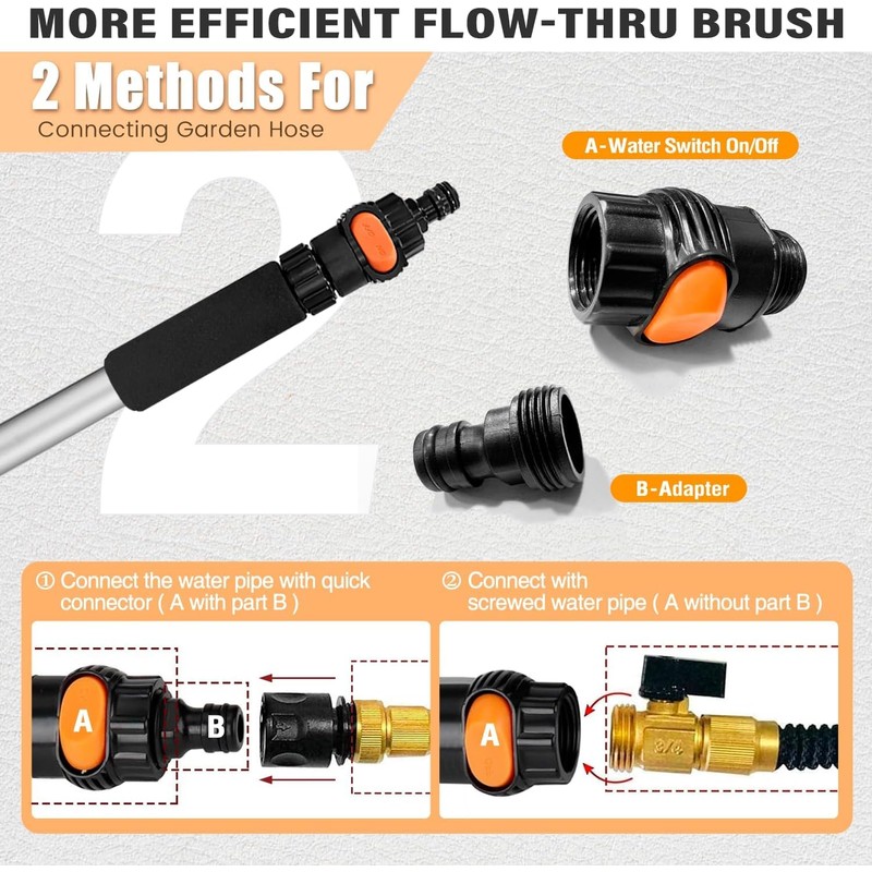 ARTIPOLY 72" Car Wash Brush with Long Handle, Flow-Thru Soft