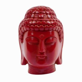 StealStreet 41429 2.5 inch Buddha Head Decorative Religious Resin Figurine, Red