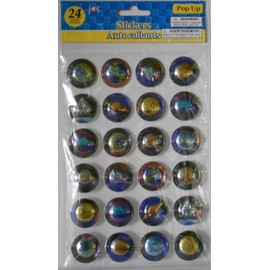 Pack of 24 Outer Space Themed Dimensional Pop Up Stickers/Embellishments