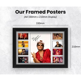 Bruno Mars Signed Poster Print- Limited Edition Autograph Fan Gift – Collectible Memorabilia Merchandise (Framed A4 (30x21cm))