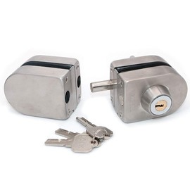 NUZAMAS Glass Door Lock Security Lock Glass Door Lock 304 Stainless Steel Door Lock with 3 Keys Drill Free Suitable for 8-12mm Glass Home Hotel Bathroom Display Cabinet Glass Door